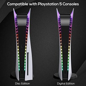 PS5 Console Plate with Vent and RGB LED Light Strip, SIKEMAY