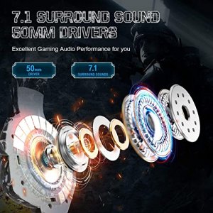 Gaming Headset with Microphone, Gaming Headphones Stereo 7.1 Surround Sound PS4 Headset 50mm Drivers, 3.5mm Audio Jack Over Ear Headphones Wired for 