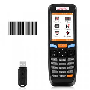 Portable Barcode Scanner JRHC 1D Collector with 2.4G Wireless USB Reciver Multifunctional 2.2 Inch LCD Screen Bar Code Reader for Werehouse Inventory