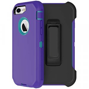 Annymall Case Compatible for iPhone 8 & iPhone 7, Heavy Duty [with Kickstand] [Built-in Screen Protector] Tough 4 in1 Rugged Shorkproof Cover for App