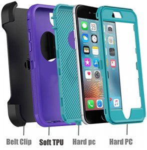 Annymall Case Compatible for iPhone 8 & iPhone 7, Heavy Duty [with Kickstand] [Built-in Screen Protector] Tough 4 in1 Rugged Shorkproof Cover for App