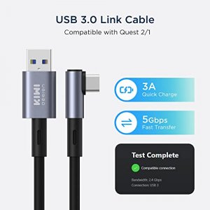 KIWI design Link Cable 10FT Compatible with Quest 2/1 and Pico 4, VR Headset Cable Accessories for PC VR and SteamVR, Charging Cable Compatible with 