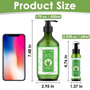 Aloe Vera Gel After Sun - Skin Care for Face Body Hair Hand Soothing Moisturizing Hydrating, Natural Pure Organic Moisturizer, Sunburn Relief Lotion,