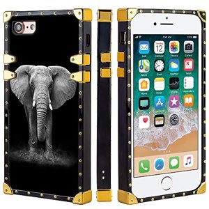 YANYUTUDI Cell Phone Case Suitable for iPhone 7 iPhone 8 iPhone SE2 Elephant Design Black Frame Smartphone Cover Soft TPU Shockproof Mobile Phone Cas