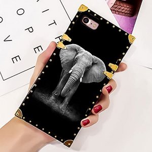 YANYUTUDI Cell Phone Case Suitable for iPhone 7 iPhone 8 iPhone SE2 Elephant Design Black Frame Smartphone Cover Soft TPU Shockproof Mobile Phone Cas