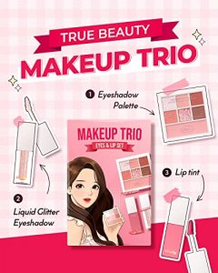 AMTS x True Beauty Makeup Edition, Trio Set (7colors Eyeshadows, Liquid glitter, Lip stain tint) | Matte Shimmer Shades, Highly Pigmented, Long Lasti