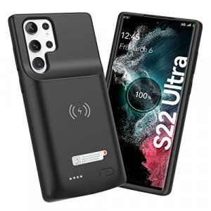 NEWDERY Galaxy S22 Ultra Battery Case 4800mAh, Qi Wireless Charging & Fast Charging & Transfer Data Supported, Extended Rechargeable Charger Case for