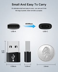 USB C Adapter, USB A To USB-C Converter Male To Female Type A Charger Cable Power OTG Adapter For iPhone 13 12 11 Pro Max SE, Samsung Galaxy S21 S20,