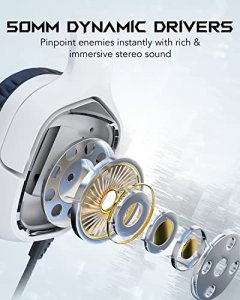 Black Shark Gaming Headset for PC, PS4, PS5, Xbox, Switch, All-in-1 Gaming Headphones with Ultra-Clear Bendable Mic, 50mm Dynamic Drivers, Noise Isol