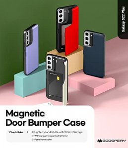 Goospery Magnetic Door Bumper Compatible with Galaxy S22 Plus Case, Card Holder Wallet Easy Magnet Auto Closing Protective Dual Layer Sturdy Phone Ba