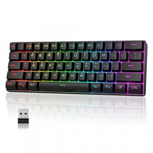 RedThunder 60% Wireless Gaming Keyboard, RGB Backlit Ultra Compact Mini Keyboard, Ergonomic Waterproof Mechanical Feeling Keyboard for PC, MAC, PS4, 