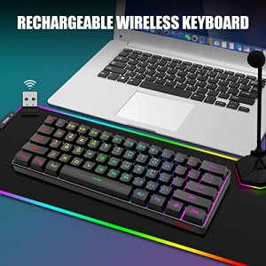RedThunder 60% Wireless Gaming Keyboard, RGB Backlit Ultra Compact Mini Keyboard, Ergonomic Waterproof Mechanical Feeling Keyboard for PC, MAC, PS4, 