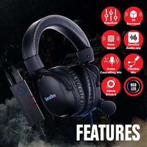 Serafim A1 Gaming Headset with Exclusive Equalizer Detachable Mic Bass Boost 3D Surround Sound for PC Xbox One Series X|S PS5 PS4 Nintendo Switch Mac