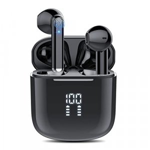 Wireless Earbuds Bluetooth 5.3 Headphones with 4-Mics Clear Call and ENC Noise Cancelling, Bluetooth Earbuds Touch Control Stereo Sound with LED Disp