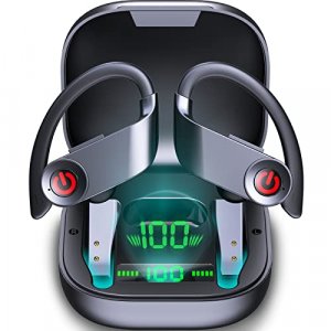 Wireless Earbuds Sports Bluetooth 5.1 Headphones Earhook Noise Cancelling, 50H Wireless Ear Buds Over Ear with Charging Case, Bluetooth Earphone for