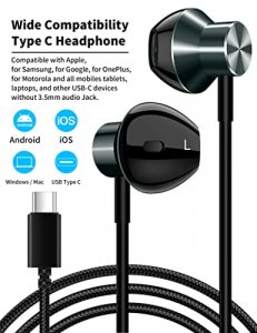 TITACUTE USB C Headphone Wired Earphone in-Ear Magnetic Earbud for Samsung A53 S22 S21 S20 FE Galaxy Z Flip Fold Noise Canceling USBC Headset with Mi