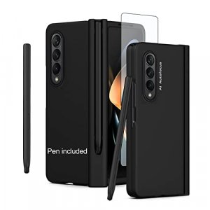 Libeagle Compatible with Samsung Galaxy Z Fold 4 Case with Capacitance Pen & Detachable S Pen Holder & Hinge Protection [Built in Screen Protector][W