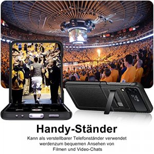 for Samsung Galaxy Z Flip 4 Case with [Hinge Protection] [Built-in lens Film] [Kickstand] [Leather on Back] Shockproof Cover for Samsung Galaxy Z Fli