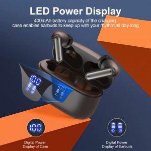 ZIUTY Wireless Earbuds, Bluetooth 5.3 Headphones 50H Playtime with LED Digital Display Charging Case, IPX5 Waterproof HiFi Stereo Earphones with Mic 