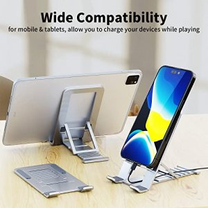 TITACUTE Cell Phone Stand for iPhone 14 Pro Max 13 12 11 XR Samsung A53 S22 S21 S20 Galaxy Z Flip 4 Pixel Aluminum Adjustable Cradle Dock Holder Tabl