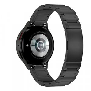 LDFAS Compatible for Galaxy Watch 5 Pro 45mm/4 Classic 42mm 46mm Bands, No Gaps 20mm Titanium Metal Watch Strap with Curved Buckle Compatible for Sam