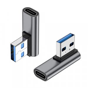 90 Degree USB C Female to USB Male Adapter 2 Pack, AreMe Left Angle Type C to USB A Charger Converter for iPhone 14 13 12 11 Plus Pro Max, Apple iWat