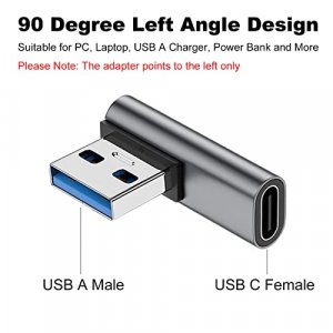 90 Degree USB C Female to USB Male Adapter 2 Pack, AreMe Left Angle Type C to USB A Charger Converter for iPhone 14 13 12 11 Plus Pro Max, Apple iWat