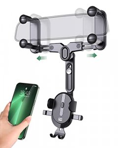 OFY Phone Mount for Car, [Big Rear Mirrors Friendly] Rear View Mirror Phone Holder, 360 Rotatable and Retractable Car Phone Holder for All Mobile Pho