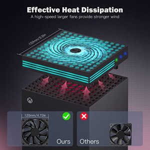 Cooling Fan for Xbox Series X with RGB LED Light Strip and Dust Filter, ZAONOOL Fan Cooling System with 3 Detachable Hooks, 3 Gear Adjustable Fan Spe