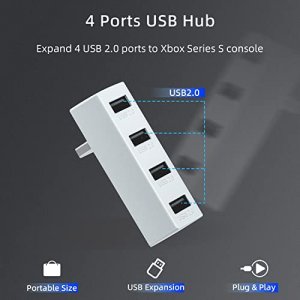 Mcbazel 4 Ports USB Hub 2.0 for Xbox Series S, Portable High Speed USB Hub Splitter Expansion Adapter Accessories Compatible with Xbox Series S Conso