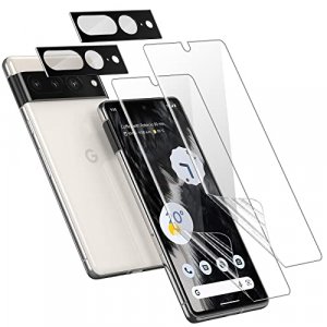 ROSAUI for Google Pixel 7 Pro Screen Protector and Camera Lens Protector, 2 Pack Face Display Hydrogel Soft Plastic Protective Film, 2 Pack Rear Came