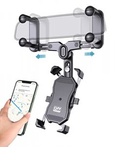 OFY Phone Mount for Car, [Big Rear Mirrors Friendly] [Upgraded 4 Clip Never Fall] Rear View Mirror Phone Holder, 360 Rotatable and Retractable Car Ph