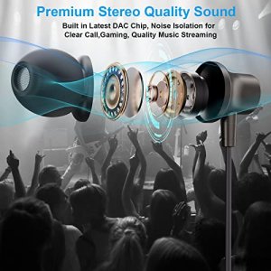 USB C Headphone, TITACUTE Wired Earbuds for Samsung A53 5G S22 S21 S20 FE Google Pixel 7 6 5 Galaxy Z Flip Fold 4 3 in-Ear Noise Canceling Type C Ear