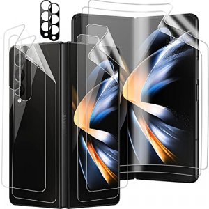 [2Set 4PCS] Miimall Compatible for Samsung Galaxy Z Fold 4 Screen Protector, Anti-Scratch, High Clarity, Anti-Shatter, Bubble Free TPU Film Screen Pr