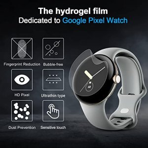 Qoosea 5 Pack Screen Protector Compatible for Google Pixel Watch Clear HD TPU Film Anti-Scratch 2.5D Edge Protective Upgrade Flexible Screen Protecto