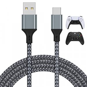 16.4FT Charger Charging Cable for PS5/for Xbox Series X/S Controller/for Switch Pro Controller, Replacement USB Charging Cord Nylon Braided Type-C Po