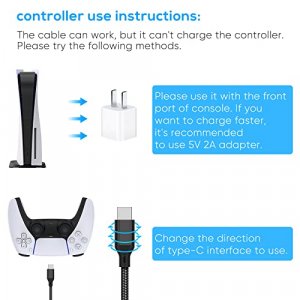 16.4FT Charger Charging Cable for PS5/for Xbox Series X/S Controller/for Switch Pro Controller, Replacement USB Charging Cord Nylon Braided Type-C Po