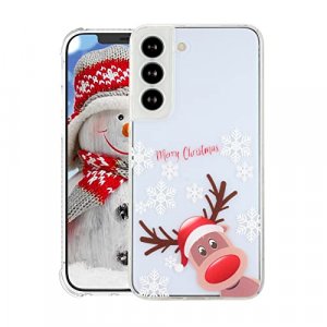 QIVSTARS Compatible with Galaxy S22+ Plus Case, Cartoon Christmas Pattern Back Slim Phone Case Soft Silicone TPU Bumper Protective Cover Skin for Sam