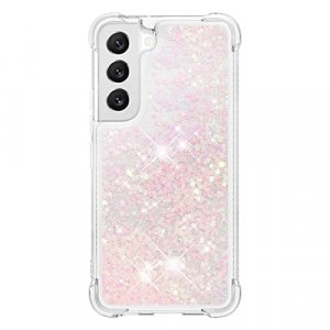 Asdsinfor Samsung Galaxy S22 Plus 5G Phone Case,Glitter Liquid Cute Clear Flowing Quicksand TPU with Anti-Fall Belt Bumper Corner Shockproof Case for