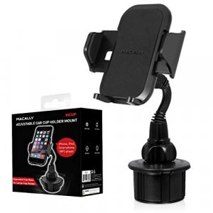 Macally Cup Phone Holder for Car Mount for Apple iPhone 11 Pro Max XS XS Max XR X 8 8+ 7 7 Plus 6s 6 5s SE, Samsung Galaxy S10 Plus S9 S8 Note, LG, N