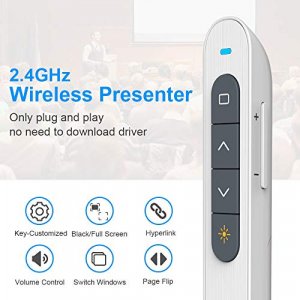 NORWII N27 PowerPoint Clicker with Laser Pointer & 330FT Wireless Range, 2.4GHz Hyperlink Volume Wireless Presenter Remote Presenation Clicker for La