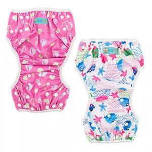 ALVABABY Swim Diapers 2pcs Baby Toddler Infant Snap One Size Reusable Adjustable Baby Shower Gifts Baby Girl SW09-10