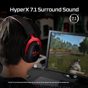 HyperX Cloud II - Gaming Headset, 7.1 Surround Sound, Memory Foam Ear Pads, Durable Aluminum Frame, Detachable Microphone, Works with PC, PS5, PS4, X