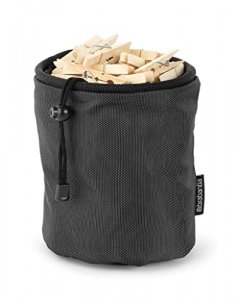 Brabantia - Premium Peg Bag - Laundry Pegs Storage - Durable Weather-Resistant Materials - with Closing Cord - Bag Hook - Clothes Pins - Black - Up t