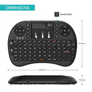 Rii 2.4GHz Mini Wireless Keyboard with Touchpad?QWERTY Keyboard, Backlit Portable Keyboard with Remote Control for Laptop/PC/Tablets/Windows/Ma