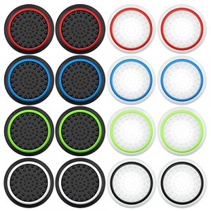 XFUNY 8 Pairs/16 PCS Replacement Silicone Analog Controller Joystick Luminous Thumb Stick Grips Caps Cover for PS4 PS3 PS2 Xbox One/360 Game Controll