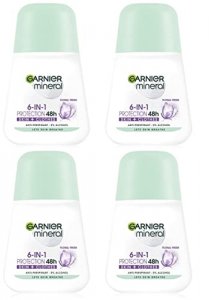(Pack of 4) Garnier Mineral Protection 6 Floral Fresh Scent Anti-perspirant Roll On for Women 4x50ml