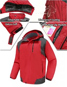 Purltoan Windbreaker Jackets For Men Waterproof Insulation Skiing Coat  Winter Warm Fleece Lined Raincoats Climbing Hiking Camping Red Xl -  Imported Products from USA - iBhejo