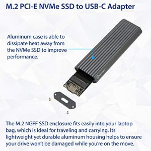 SY-ENC40140 USB-C 3.1 M.2 M-Key PCI-E NVMe Based SSD External Aluminum Enclosure Adapter Supports 2230/2242 / 2260/2280