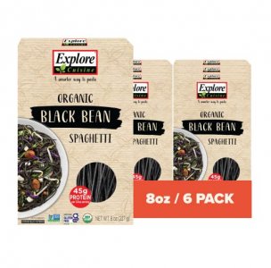 EXPLORE CUISINE Organic Black Bean Spaghetti, High Protein, Gluten Free Pasta, Easy to Make - USDA Certified Organic, Vegan, Kosher, Non GMO - 8 Ounc
